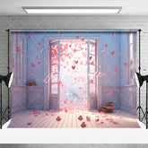 Aperturee - Aperturee White Wall Romantic Pink Hearts Door Photo Backdrop